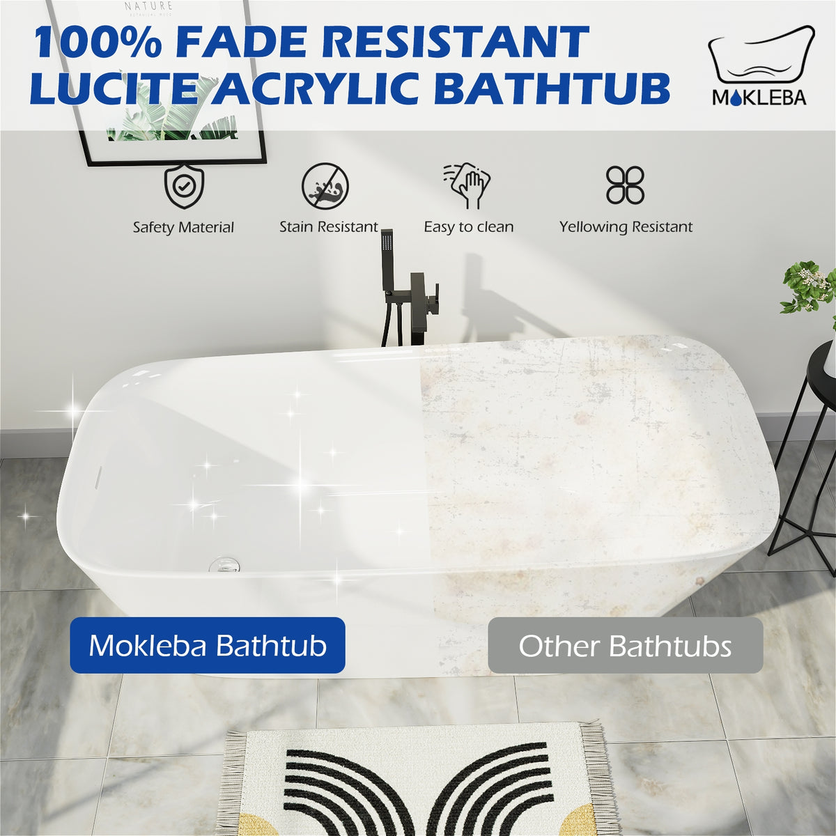 100% Fade Resistant Lucite Acrylic Bathtub