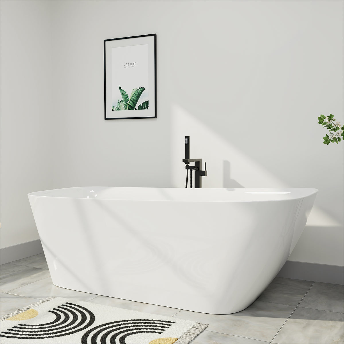 59 Inch Acrylic Deep Soaking Slipper Tub