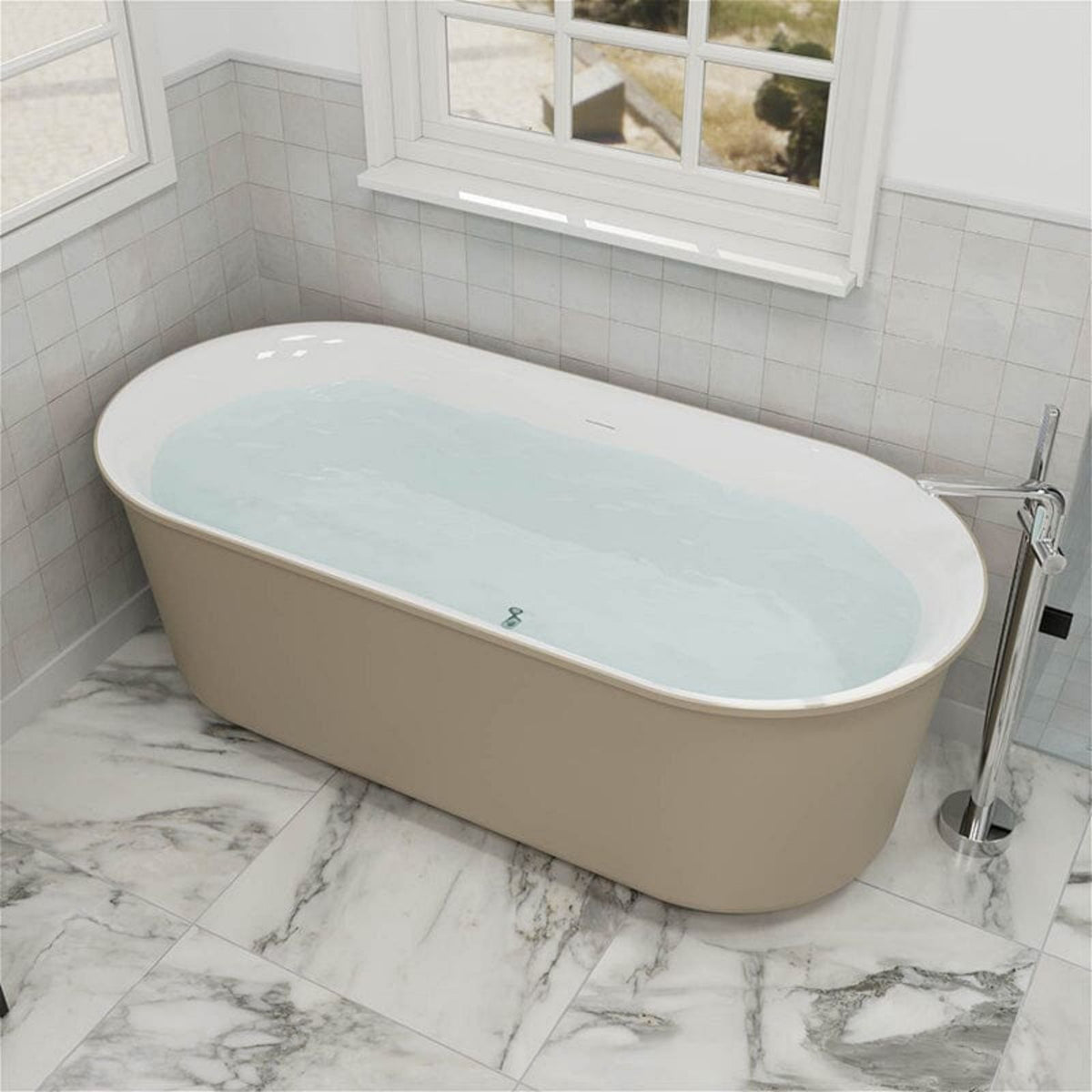 59 Inches Solid Surface Stand Alone Bathtub