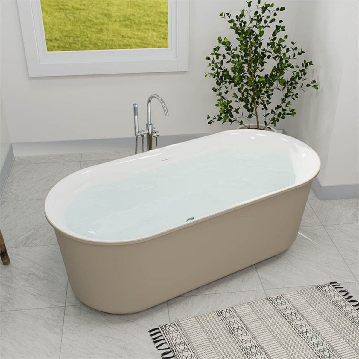 59 in Oval Soaking Tub in Solid Surface