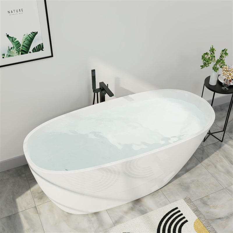 63" 100% Acrylic Freestanding Bathtub Contemporary Soaking Tub