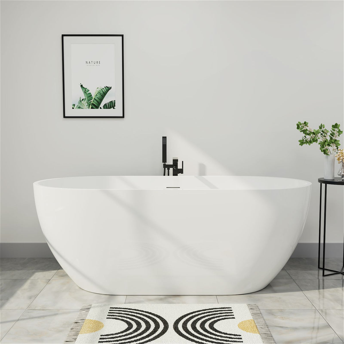 65L x 28W Freestanding Soaking Acrylic Bathtub White