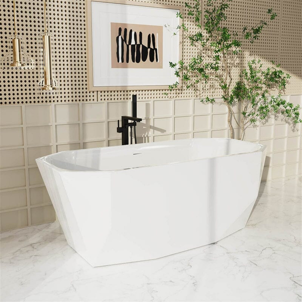 67 Inch Acrylic Rectangular Freestanding Soaking Tub