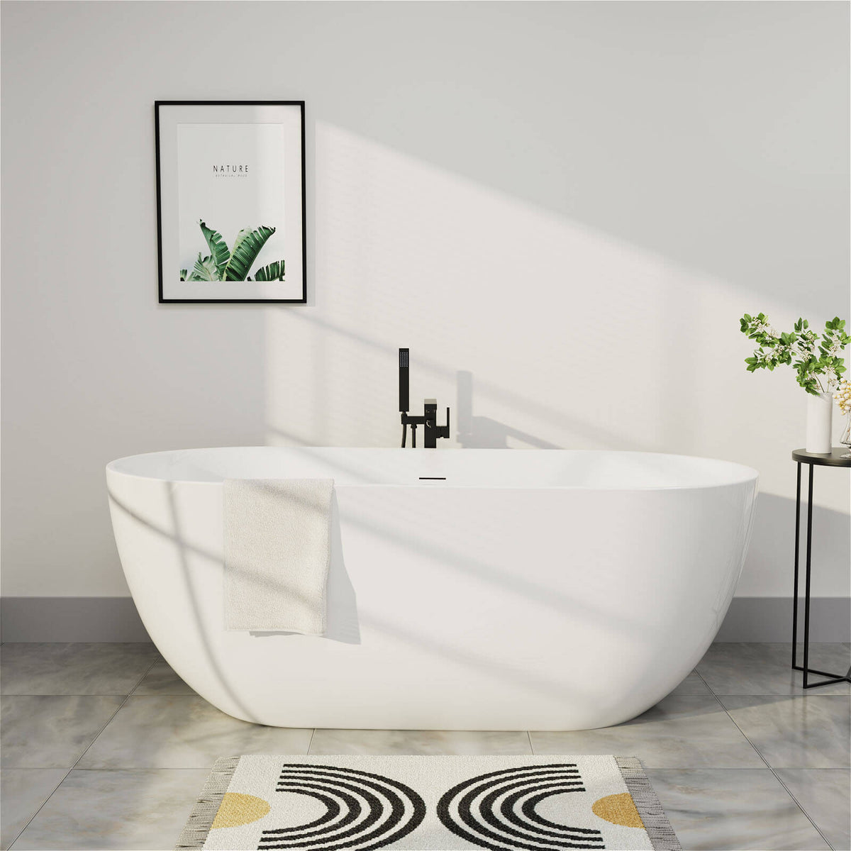 Mokleba 67" x 31" Grand Oval Acrylic Freestanding Soaking Bathtub with Polished Chrome Drain