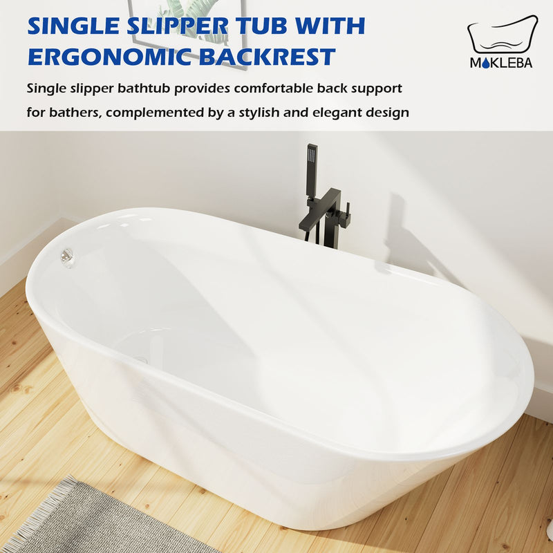 69" Acrylic Slipper Tub Chrome Drain