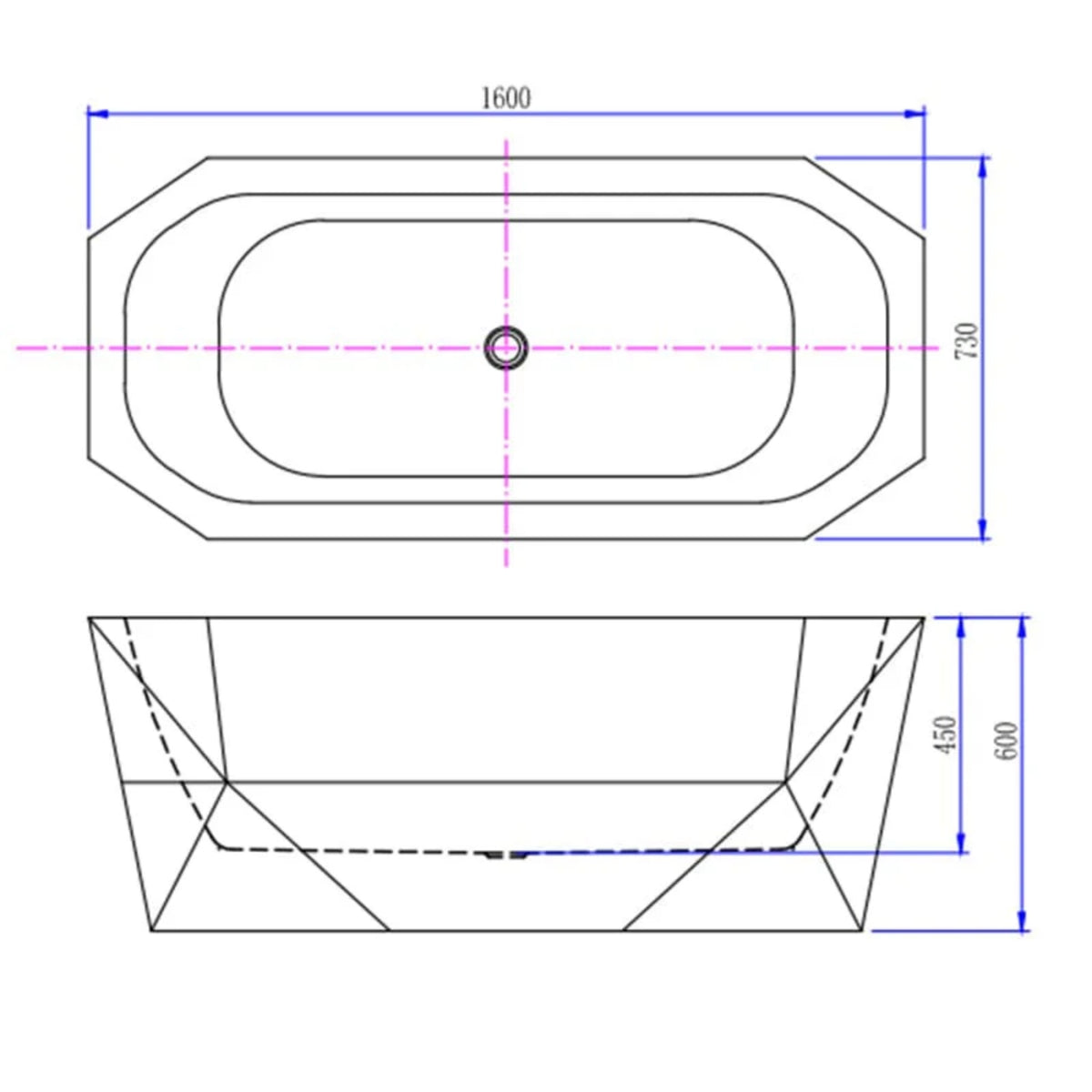 Acrylic Freestanding Bathtub 63 Size