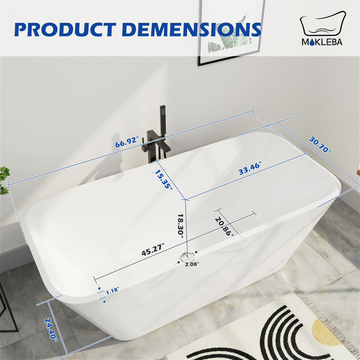 Bathtub Product Dimensions 67 Inch