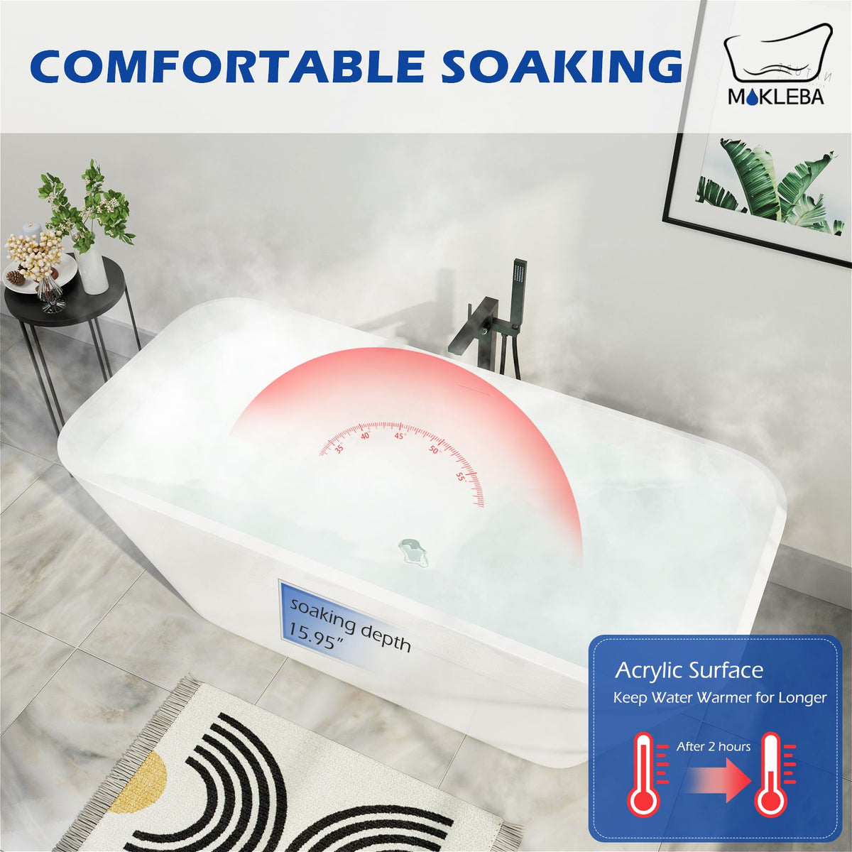 Comfortable Soaking Depth 67 Inch