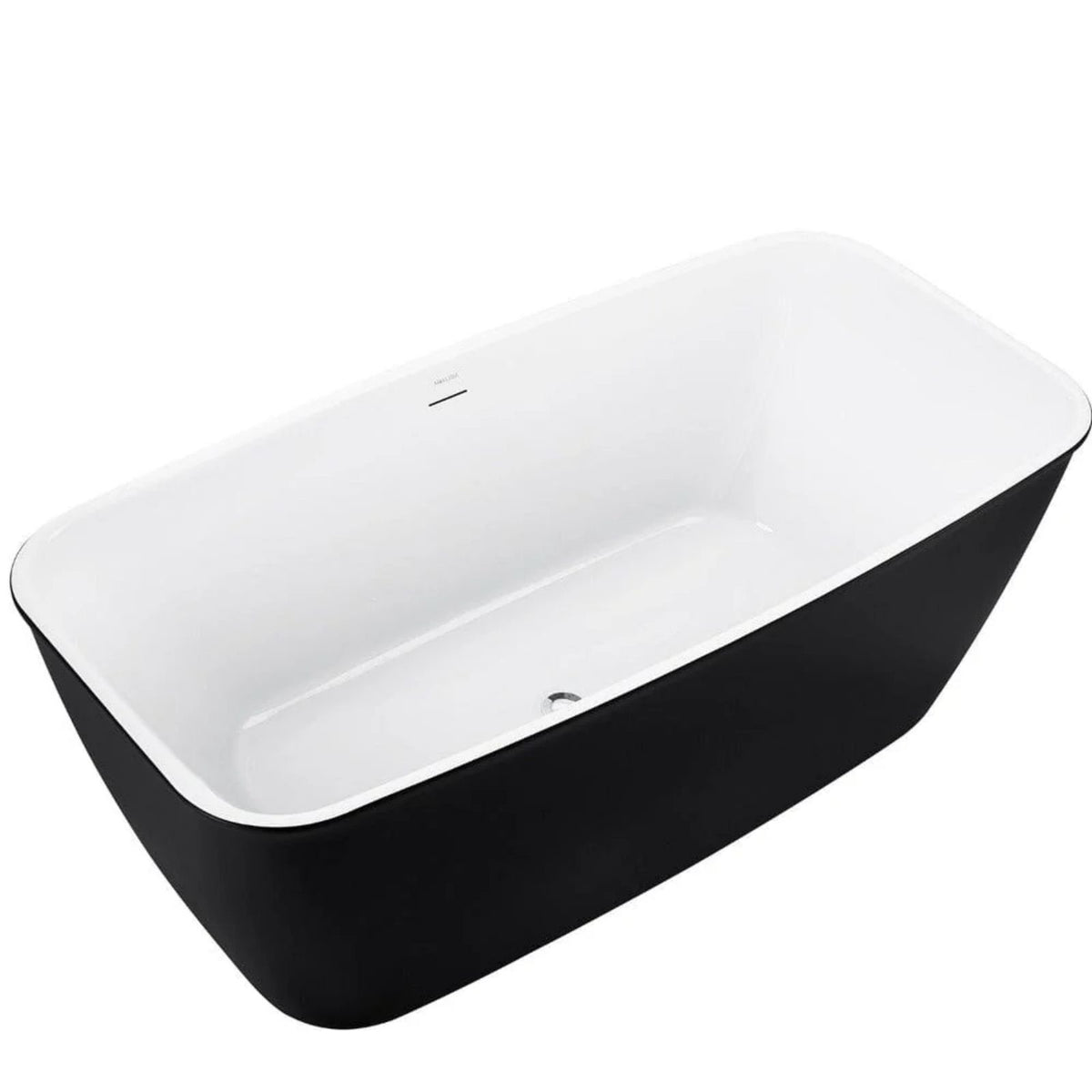 Freestanding Black Rectangular Tub with Center Drain