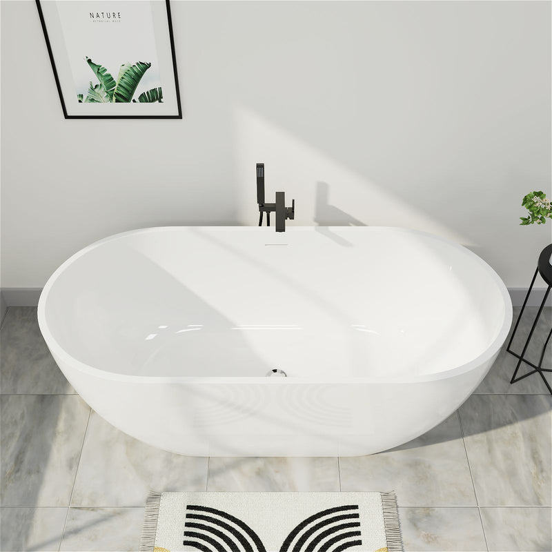 Glossy White 65 Freestanding Soaking Acrylic Bathtub