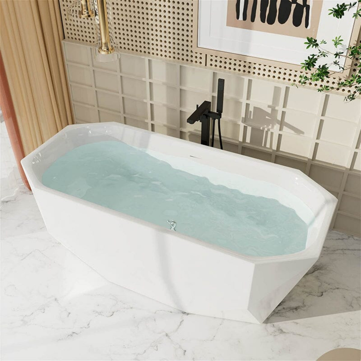 Irregular Rectangle 67 Inch Acrylic Freestanding Tub