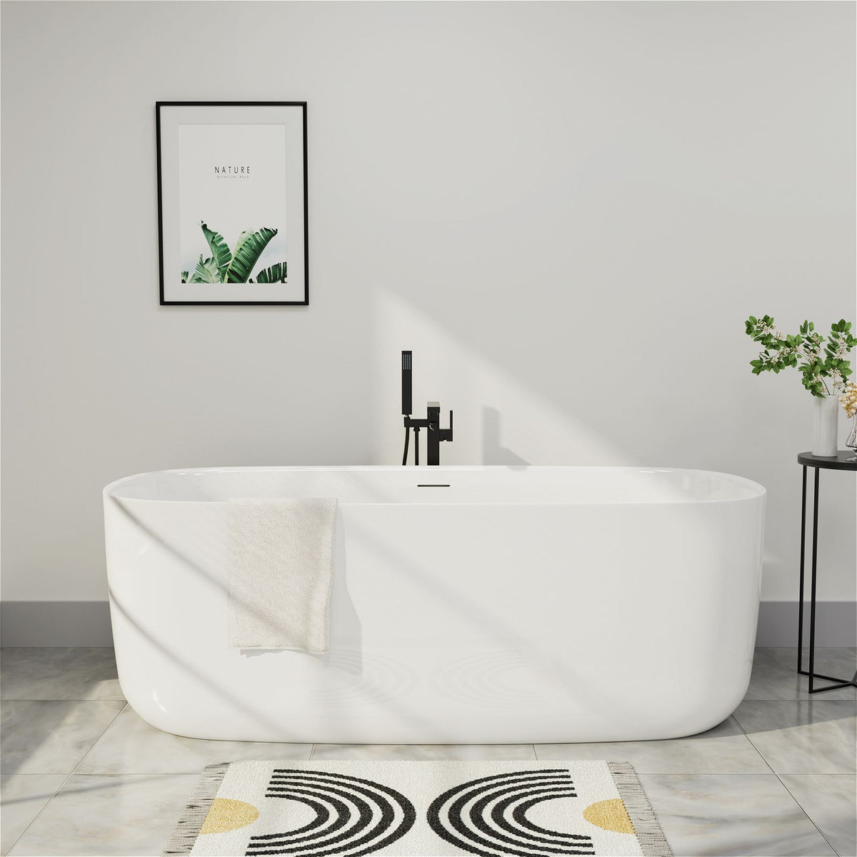 Mokleba 59" x 28" Freestanding Acrylic Soaking Bathtub Available in 3 Colors