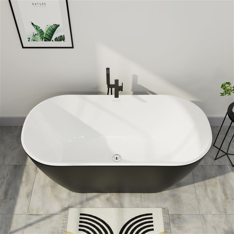 Mokleba Black 59" Oval Double Slipper Bathtub