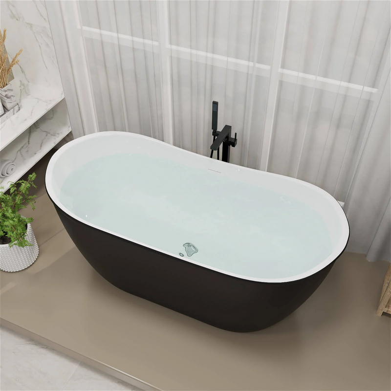 Mokleba 59 Inch Freestanding Soaking Tub Black