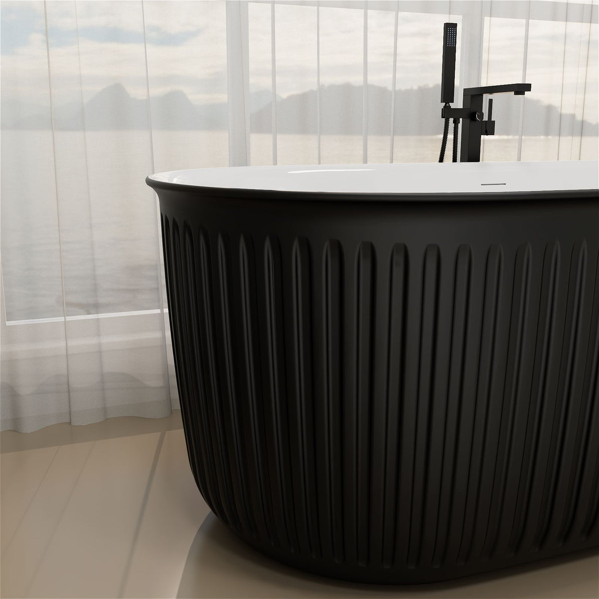 Mokleba 67 Inch Fluted Double-Ended Soaking Tub