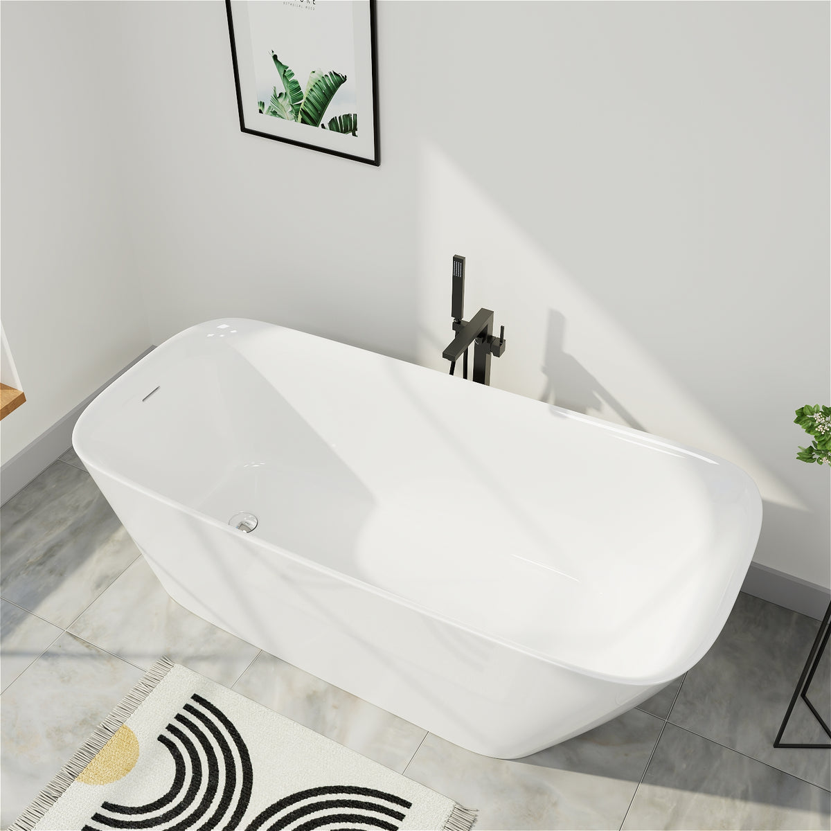 Mokleba Acrylic Slipper Tub Deep Soaking Bath