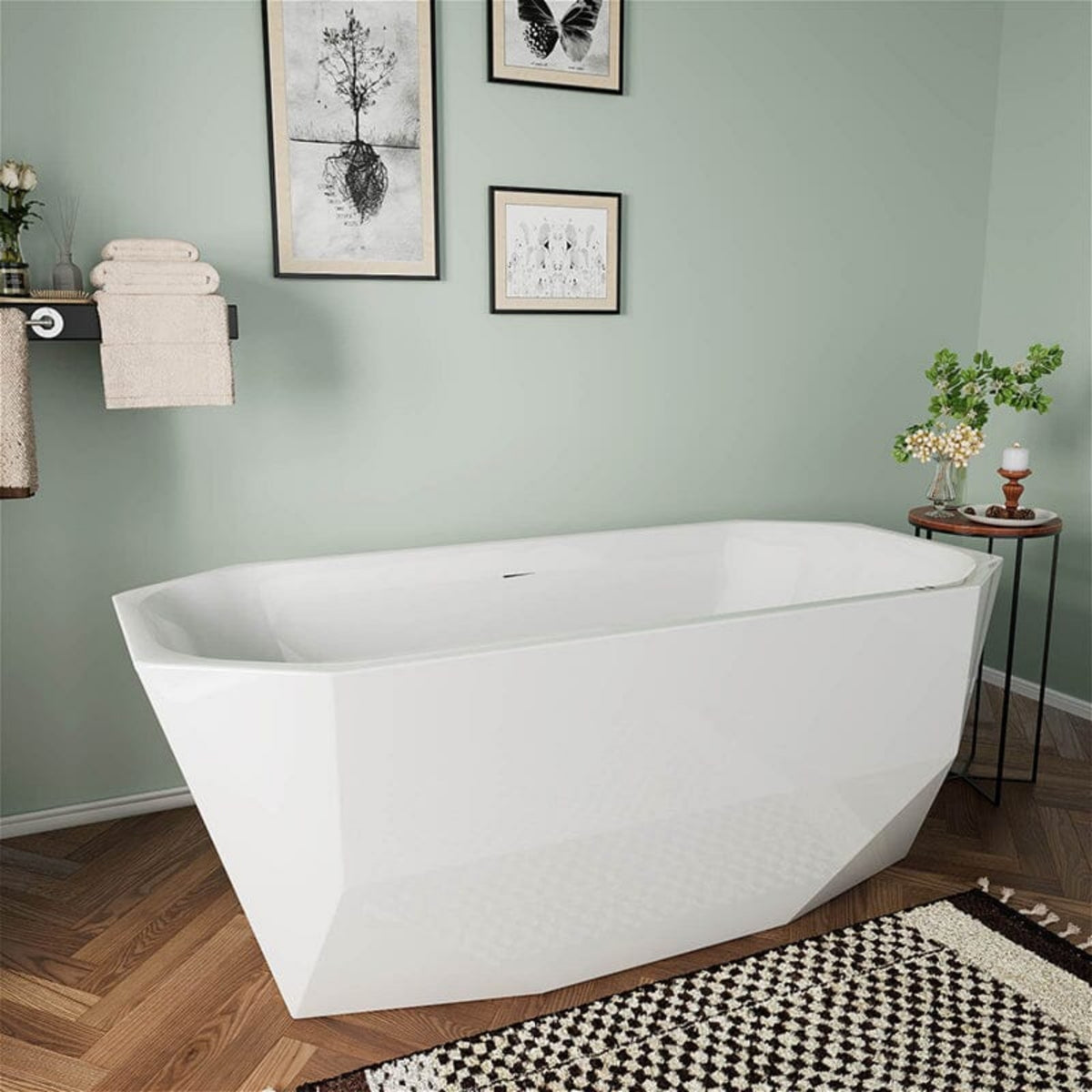 Mokleba Freestanding Acrylic Soaking Tub 63 Inch