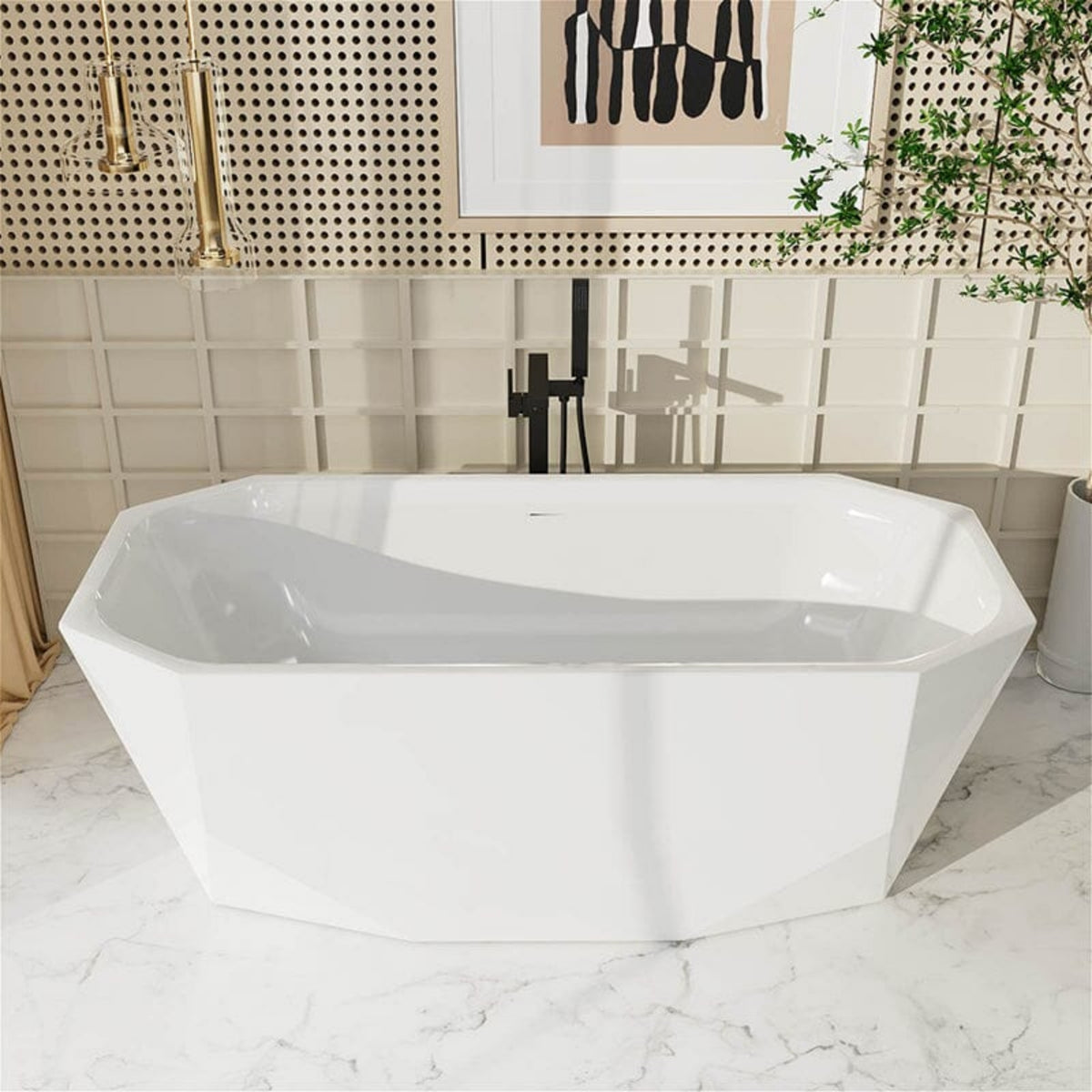 Mokleba Freestanding Acrylic Soaking Tub 67 Inch