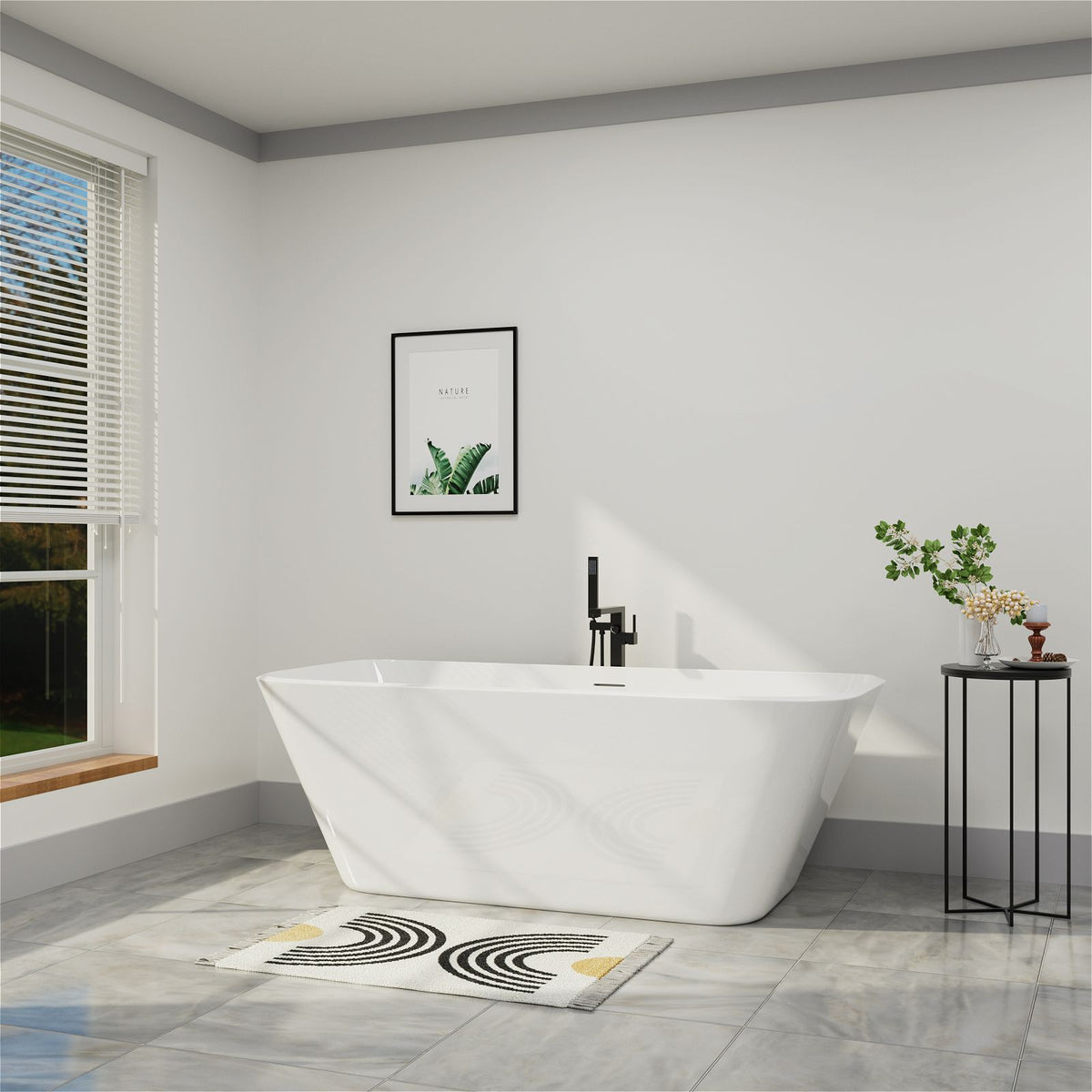 Mokleba Freestanding Acrylic Soaking Tub with Trapezoidal Shape