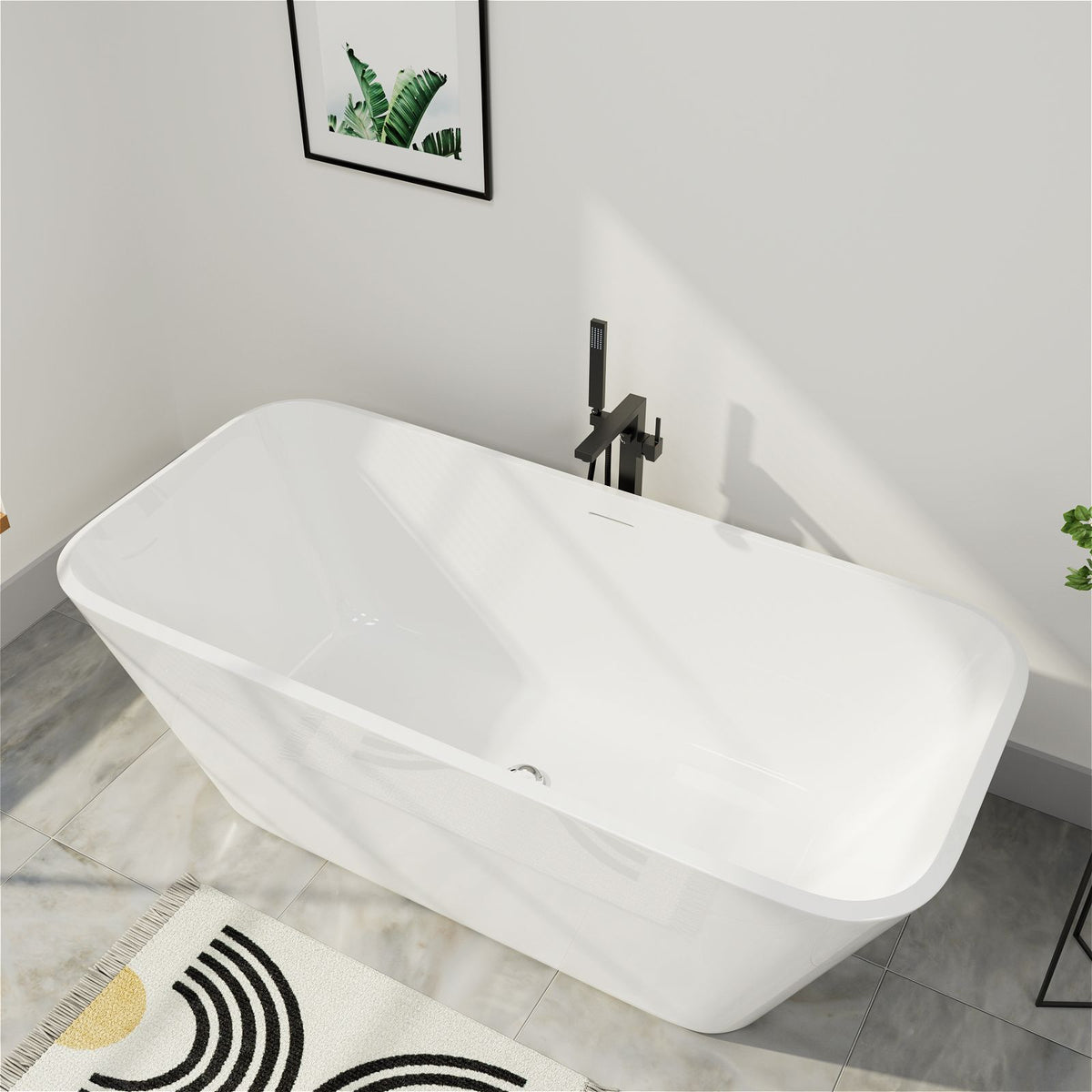 Mokleba Trapezoidal Gloss White Acrylic Freestanding Tub