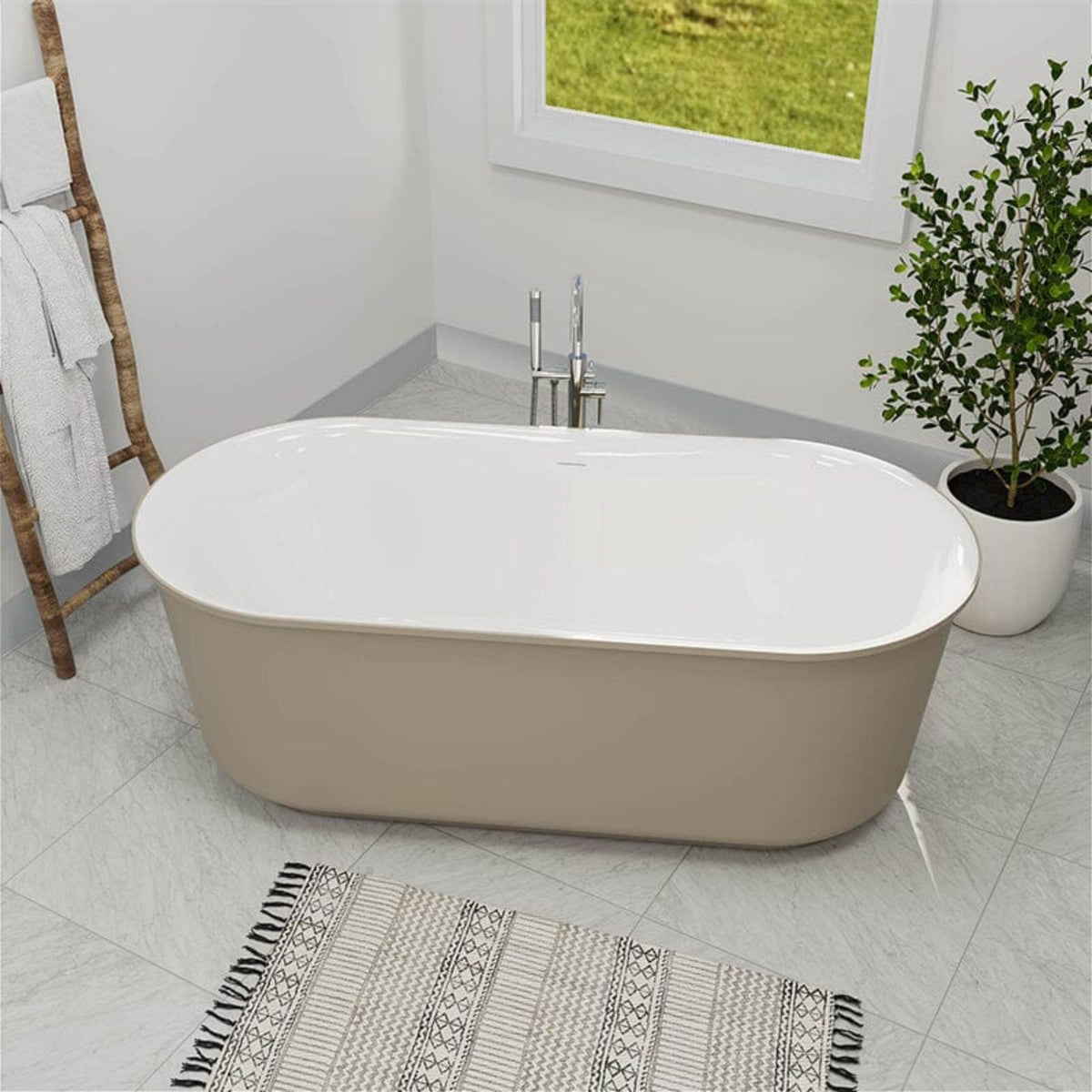 Oval Stone Resin Stand Alone Bathtub