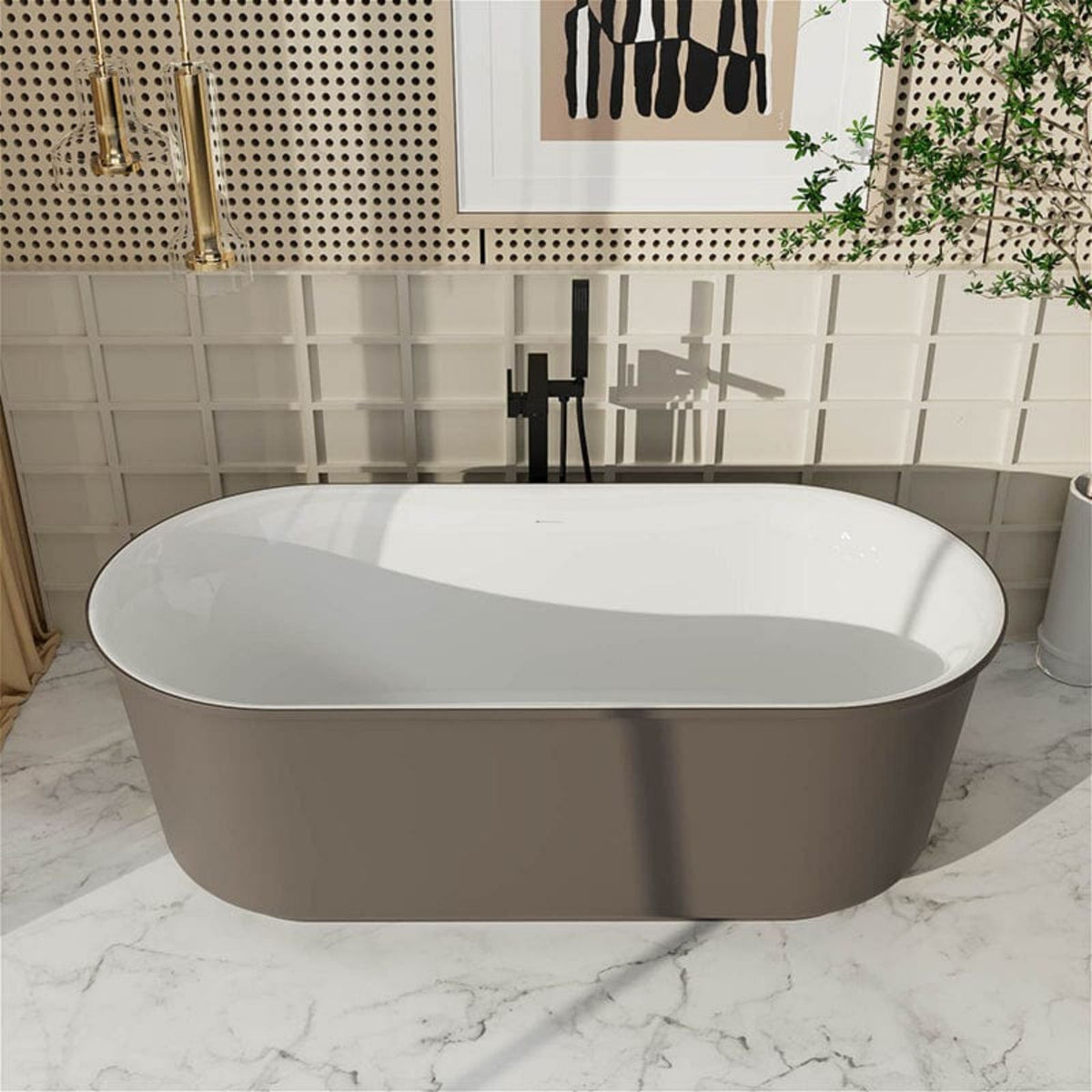 Stone Resin Oval Tub in 59 Inch